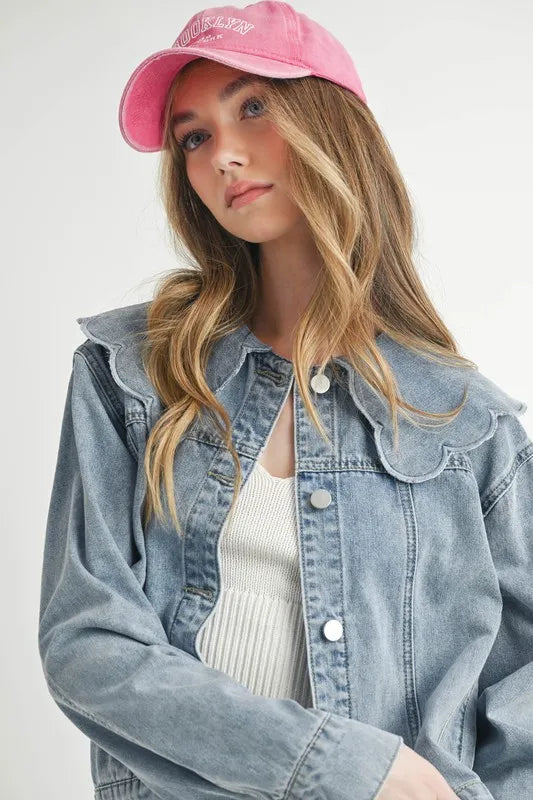 Scallop Peter Pan Collar Denim Jacket