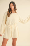 Round Neck Long Sleeve Sweater Romper