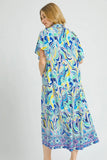 Psychedelic Swirl Short Sleeve Midi Dress