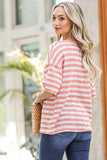 Stripe Knit Snap Button Front Casual Top