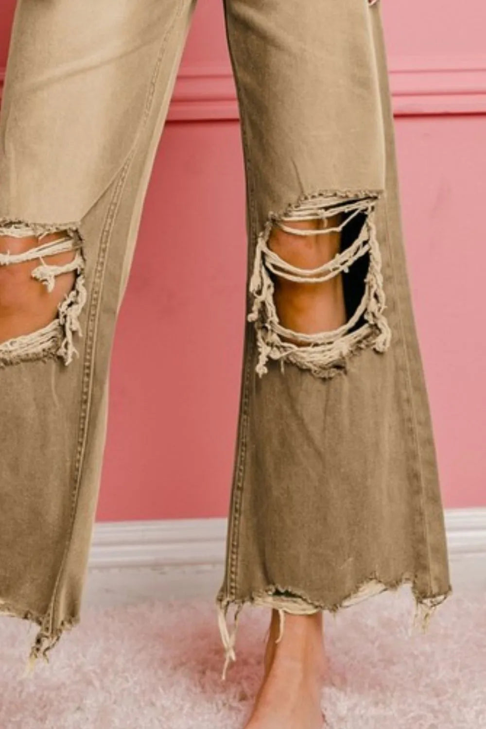 Distressed Vintage Washed Wide Leg Pants