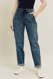 Full Size HW Vintage Wash Jeans with Adjustable Waistband