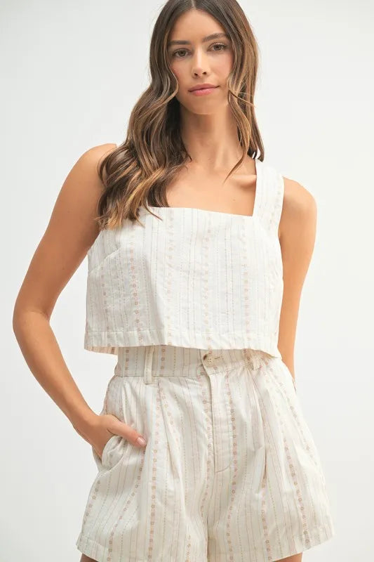 Square Neck Crop Top and Shorts Set