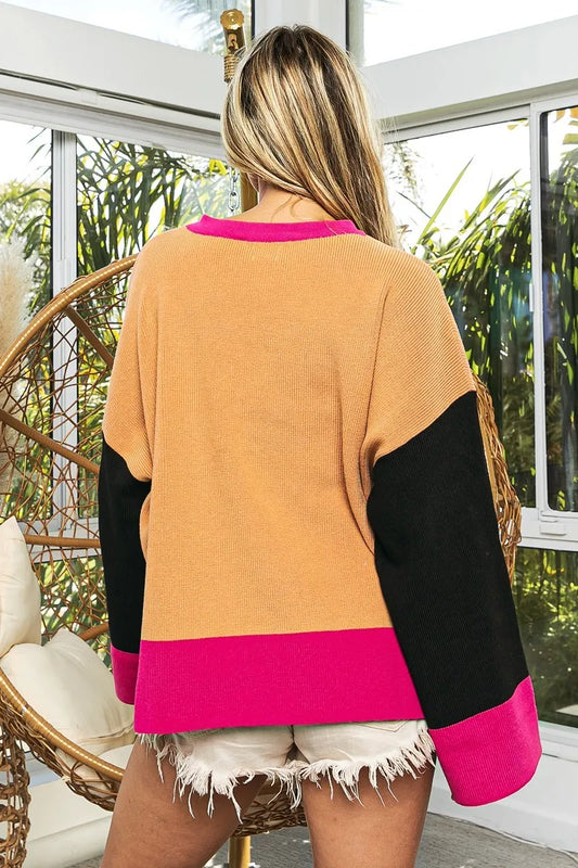 Bell Sleeve Rib Knit Sweater