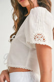 Crochet Lace Detail Crop Top and Shorts Set