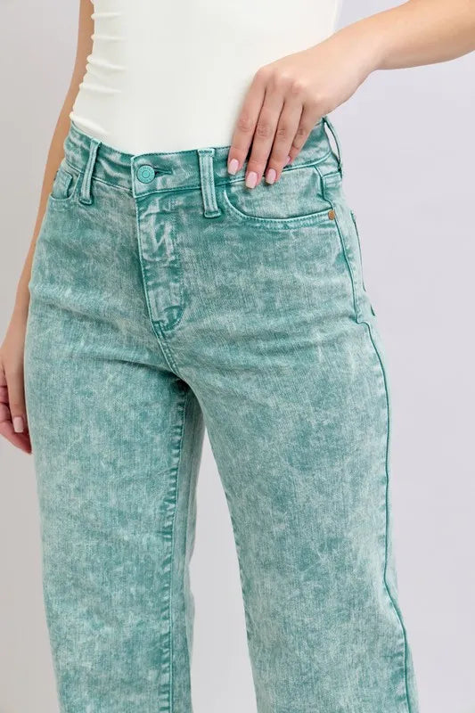 Full Size High Waist Garment Dyed Raw Hem Dad Jean Plus Size
