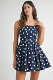 Polka Dot Mini Dress with Ricrac Trim Strap