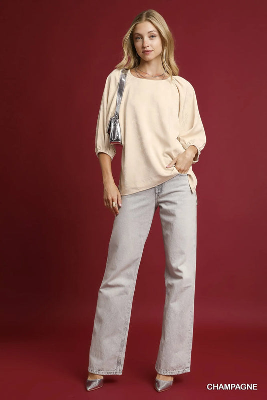 Puffy Sleeve Relaxed Fit Blouse