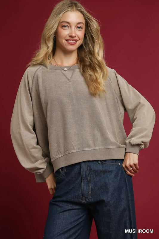 Edgy Mineral Wash Terry Sweatshirt