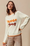 Thanksgiving Tinsel Lettering Sweater Top