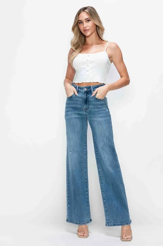 Premium High-Rise Wide Leg Jeans Jeans with Pockets