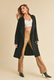 Open Front Long Sleeve Longline Coat