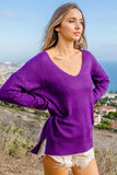 Loose Fit Deep U Neck Sweater Top