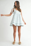 Zig Zag Embroidered Shoulder Tie Mini Dress