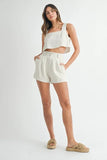 Sleeveless Crop Top and Shorts Set