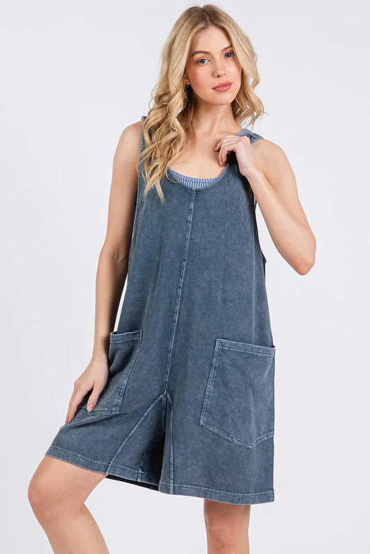 Low Scoop Neck Tank Washed French Terry Romper