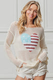 Sequin American Flag Heart Knit Up