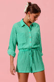 Textured Knit Button Front Romper