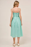 Smocked Bodice Sleeveless Midi Dress with Side Slit