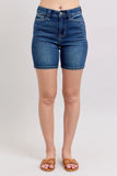 High-Rise Stretch Denim Bermudas w/ Flap Pockets