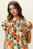 Multi Color Floral Print Woven Top