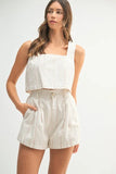 Square Neck Crop Top and Shorts Set