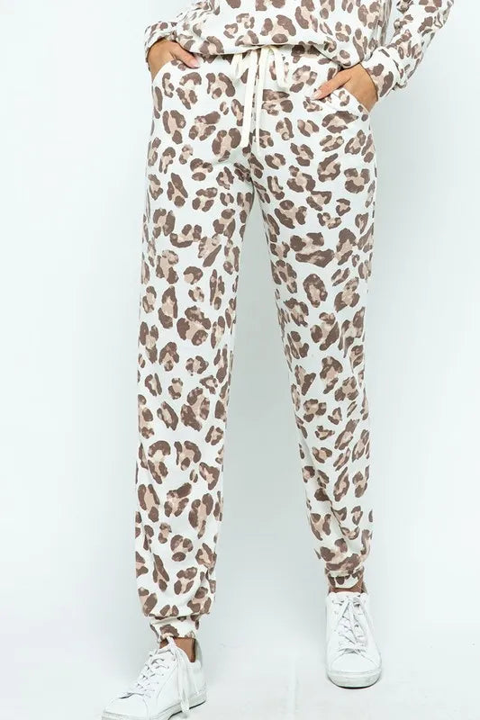 Leopard Casual Pants with Side Pockets