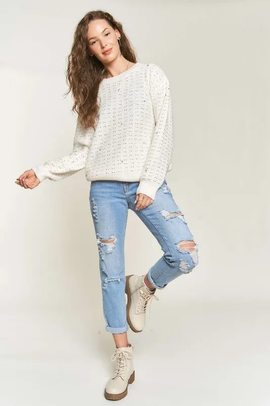 Rhinestone Accent Sweater Top