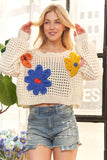 Floral Patch Sweater Crop Top