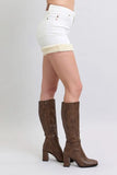 High Waist Shearling Cuff Denim Shorts