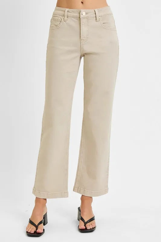 Full Length Mid Rise Ankle-Control Straight-Leg Pants