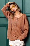 Mink Lurex Stitched Button Detail Top