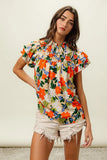 Multi Color Floral Print Woven Top