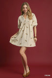 Embroidered Babydoll Dress with Vintage Floral Details