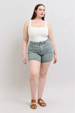 Full Size Hw Garment Dyed & Back Pkt Embroidery Shorts Plus Size