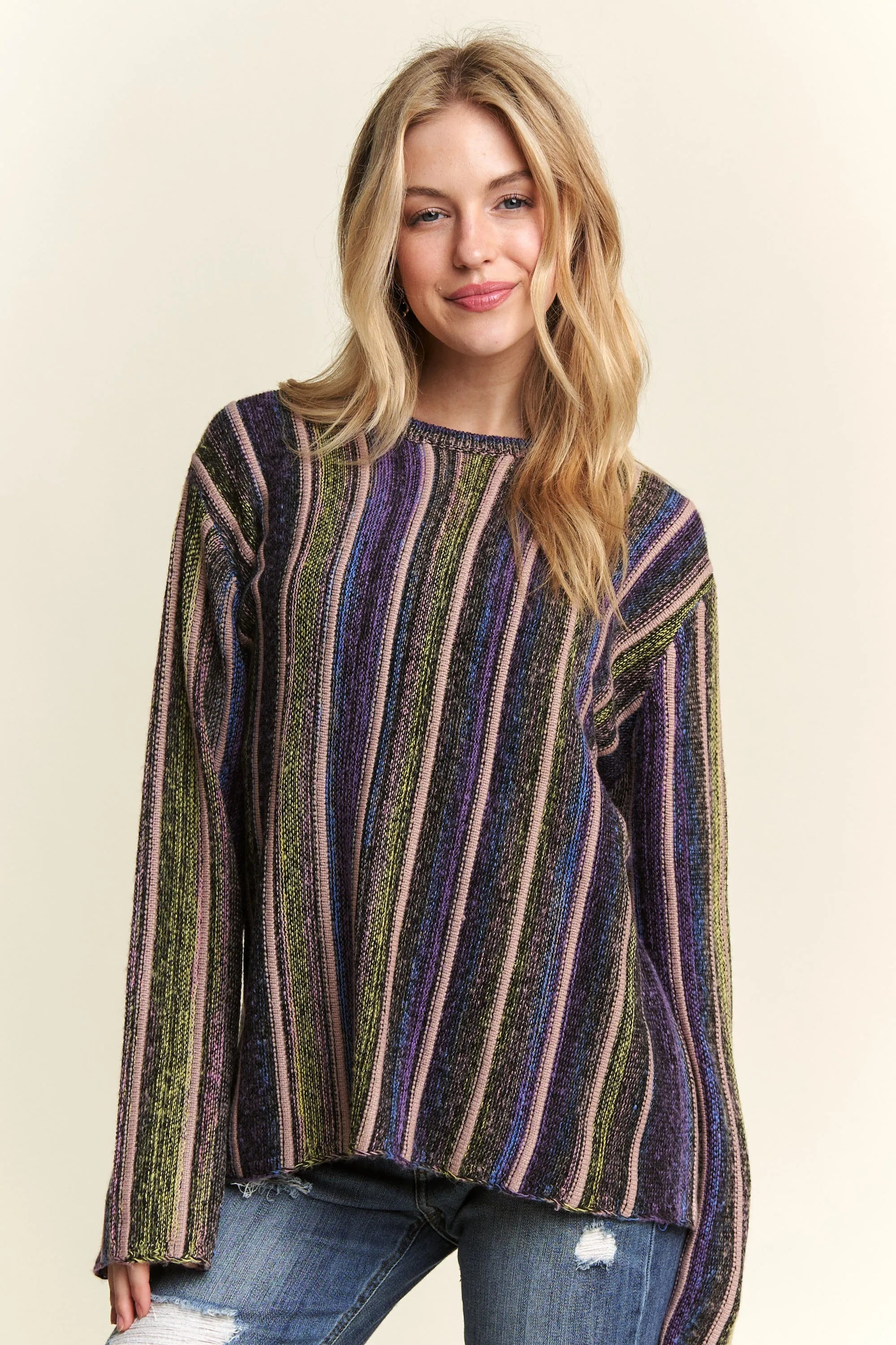 Vertical Stripe Sweater Top