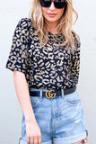 Leopard Foil Printed Half Sleeve Summer Sweater