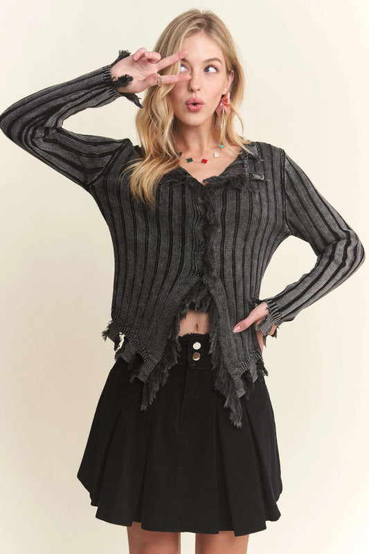 Distressed Edge Washed Sweater