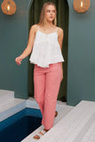 Twill Patch Pocket High Rise Wide Leg Pants