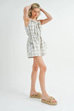 Plaid Sleeveless Button Down Romper