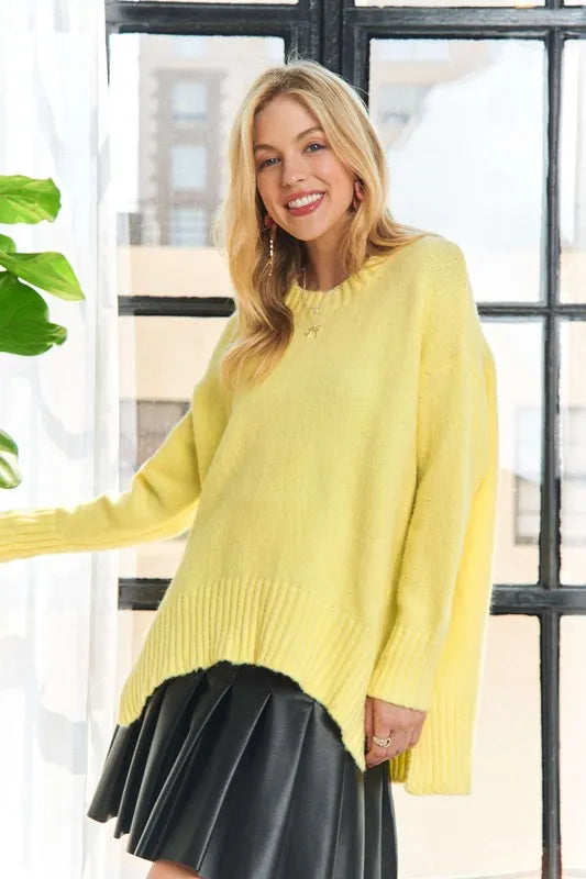 Side Slit Soft Sweater Top