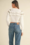 Floral Embroidered Ruffle Detail Sweater