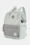 Contrast Waterproof Backpack Bag with External USB Port - Mint/Grey