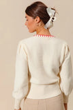 Small Flower Embroidered Sweater Top