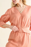 Flounce Sleeves Romper with Belt
