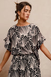 Ruffled Sleeve Fashion Print Blouse