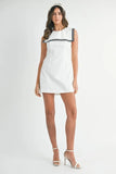 Contrast Piping Square Sailor Collar Mini Dress