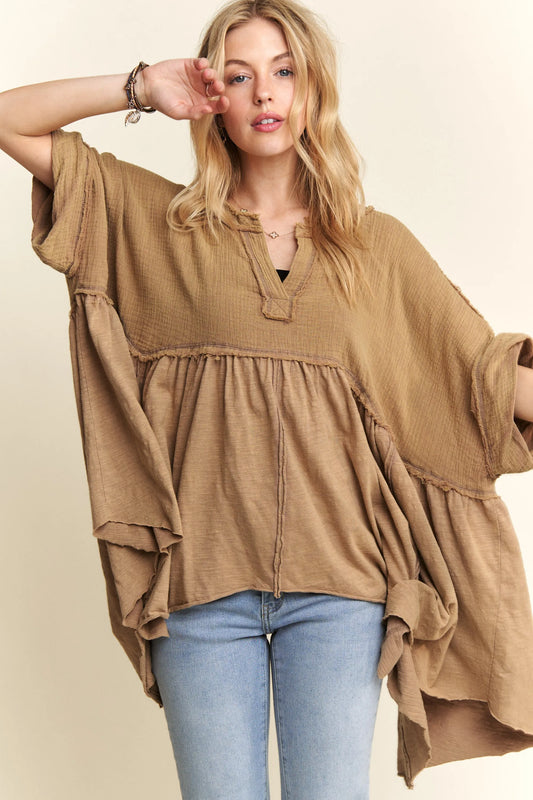 Oversized Mineral Washed Flare Top