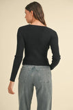 Cutout Long Sleeve Ribbed Knit Top