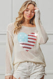 Sequin American Flag Heart Knit Up